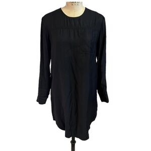 James Perse Pocket Black Long Sleeve Shirt Dress sz S